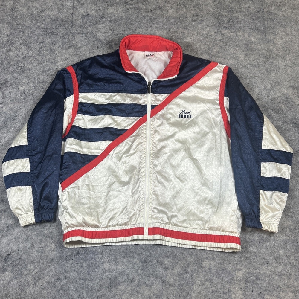 Vintage HEAD Jacket Men Large‎ Red Stars USA Windbreaker Colorblock Retro 90s